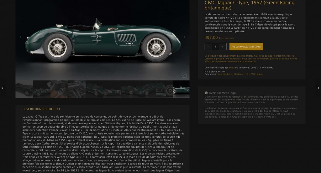CMC Jaguar C Type  1952  vert britannique    Modelcars CMC.jpeg